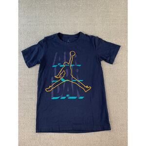 Jordan Shirt Youth Large Short Sleeve T-shirt Jumping Man Navy Blue
